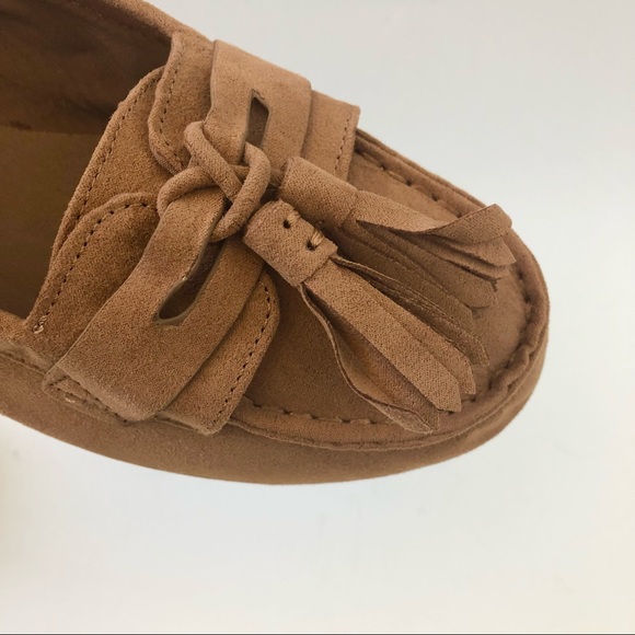 Brown faux suede ballerina moccasins with tassels - Picture 4 of 8